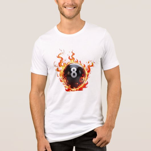 Blazing 8 Ball – Fiery Pool Ball Illustratie Tri-Blend Shirt (Voorkant)