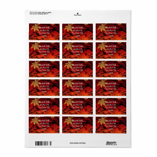 'Blazing Autumn' label (Full Sheet)