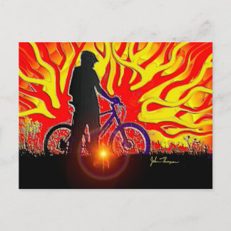 Blazing Bike Rider Post Card Briefkaart