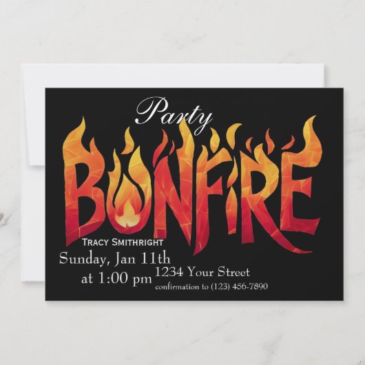 Blazing Bonfire Word Art Kaart (Voorkant)