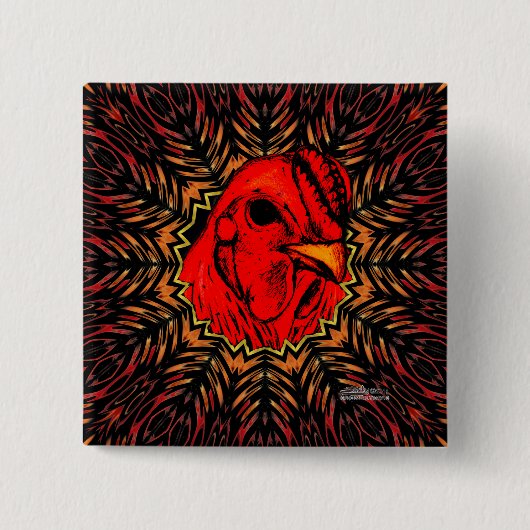 Blazing Brahma Vierkante Button 5,1 Cm (Voorkant)