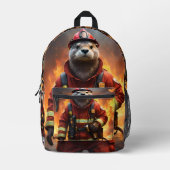 **"Blazing Bravery: The Otter Firefighter"** Bedrukte Rugzak (Voorkant)