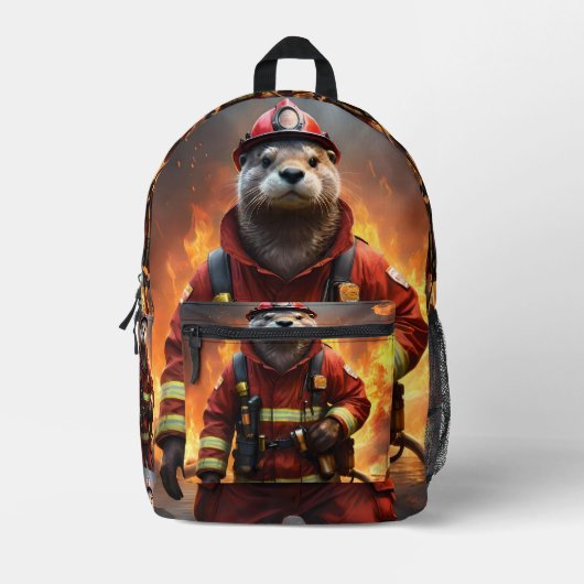 **"Blazing Bravery: The Otter Firefighter"** Bedrukte Rugzak (Voorkant)