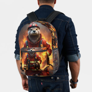 **"Blazing Bravery: The Otter Firefighter"** Bedrukte Rugzak