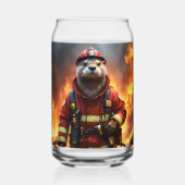 **"Blazing Bravery: The Otter Firefighter"** Blikvorm Glas (Achterkant)