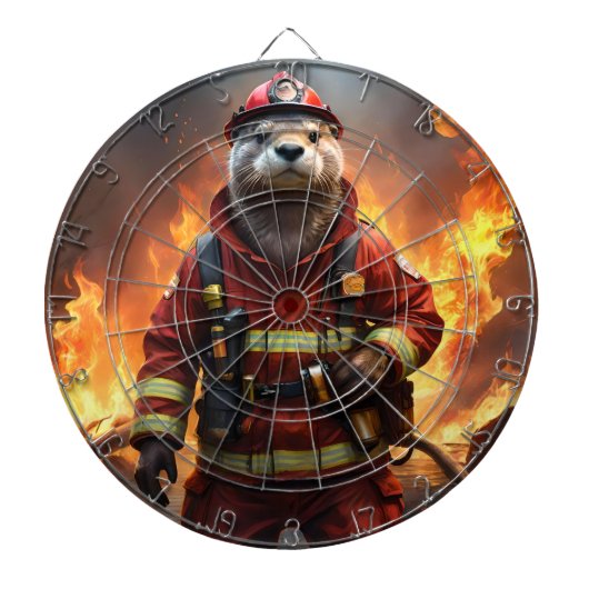 **"Blazing Bravery: The Otter Firefighter"** Dartbord (Voorkant)