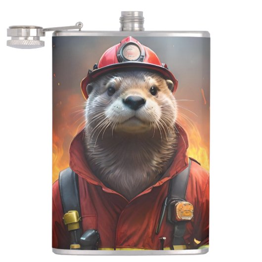 **"Blazing Bravery: The Otter Firefighter"** Heupfles (Geopend)