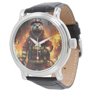 **"Blazing Bravery: The Otter Firefighter"** Horloge