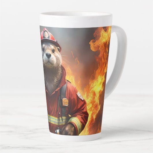 **"Blazing Bravery: The Otter Firefighter"** Latte Mok (Rechterhoek)