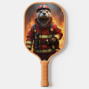 **"Blazing Bravery: The Otter Firefighter"** Pickleball Paddle