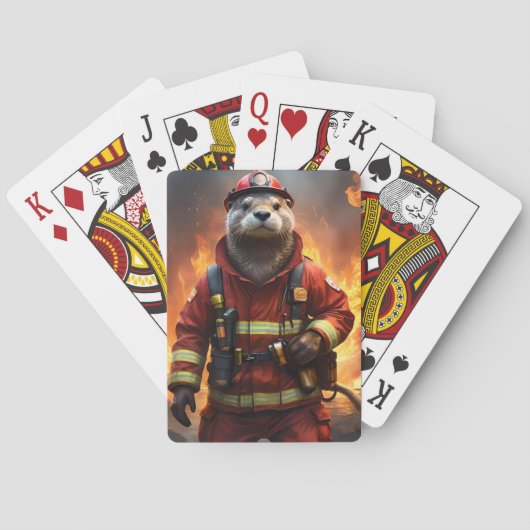**"Blazing Bravery: The Otter Firefighter"** Pokerkaarten (Achterkant)