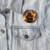 **"Blazing Bravery: The Otter Firefighter"** Ronde Button 5,7 Cm (In situ)