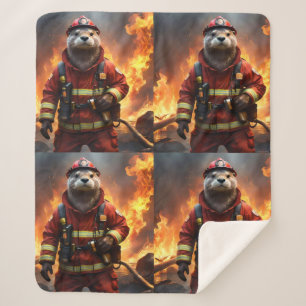 **"Blazing Bravery: The Otter Firefighter"** Sherpa Deken