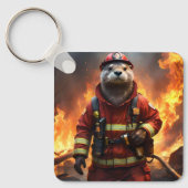 **"Blazing Bravery: The Otter Firefighter"** Sleutelhanger (Voorkant)