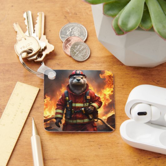 **"Blazing Bravery: The Otter Firefighter"** Sleutelhanger (Bureau)