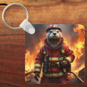 **"Blazing Bravery: The Otter Firefighter"** Sleutelhanger (Voorkant)