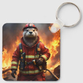 **"Blazing Bravery: The Otter Firefighter"** Sleutelhanger (Achterkant)