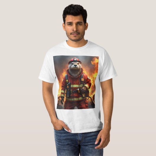 **"Blazing Bravery: The Otter Firefighter"** T-shirt (Voorkant volledig)