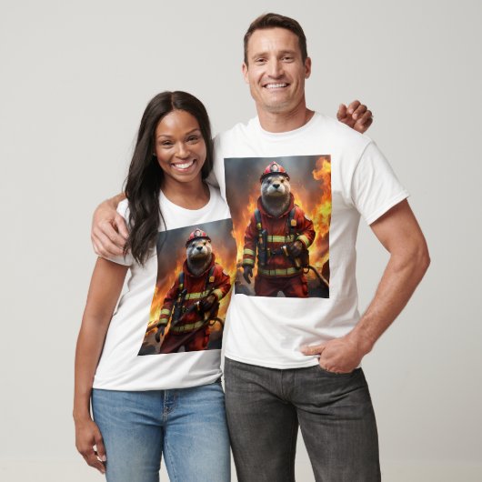 **"Blazing Bravery: The Otter Firefighter"** T-shirt (Unisex)