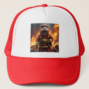 **"Blazing Bravery: The Otter Firefighter"** Trucker Pet