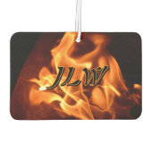 Blazing Flames Fotografisch Vuur met Initialen Luchtverfrisser (Achterkant)