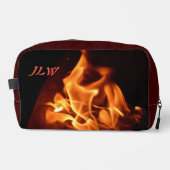 Blazing Flames Fotografisch Vuur met Initialen Toilettasje (Voorkant)
