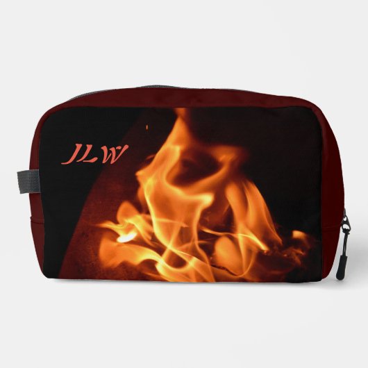 Blazing Flames Fotografisch Vuur met Initialen Toilettasje (Voorkant)