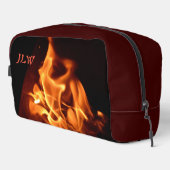 Blazing Flames Fotografisch Vuur met Initialen Toilettasje (Rechterhoek)