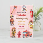 Blazing Fun: Fire Truck Verjaardagsfeestuitnodigin Kaart (Staand voorkant)