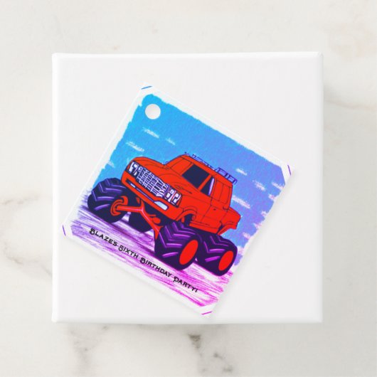 Blazing Fury: De rode monstertruck Bedankjes Labels (In situ)