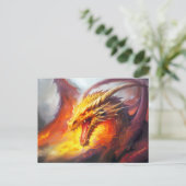 Blazing Fury – Medieval Fire-Breathing Dragon in A Briefkaart (Staand voorkant)