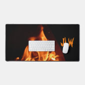 Blazing Hot Flames Fotografisch Zwart Bureaumat (Keyboard & Muis)