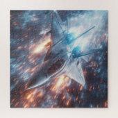 Blazing Jet Through Meteor Sparks – Sci-Fi-puzzel Legpuzzel (Horizontaal)