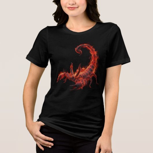 Blazing Scorpion Mythical Creature Fantasy Art Tri-Blend Shirt (Voorkant)