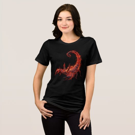 Blazing Scorpion Mythical Creature Fantasy Art Tri-Blend Shirt (Voorkant volledig)