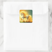 Blazing Sun Unicorn Vierkante Sticker (Tas)