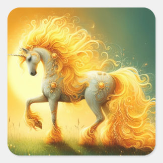 Blazing Sun Unicorn Vierkante Sticker