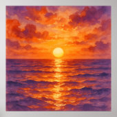 Blazing Sunset - Vibrant Watercolor Painting Style Poster (Voorkant)