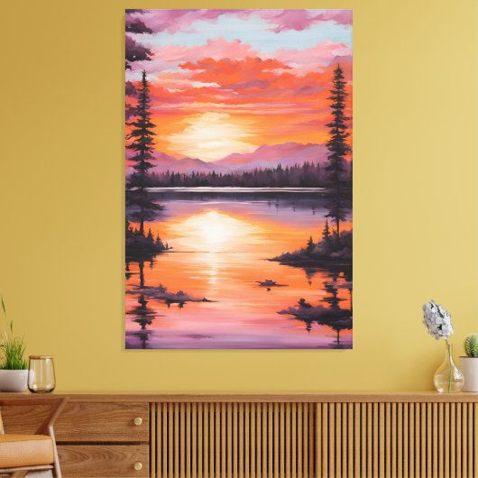 Blazing Tranquility Sunset Canvas Afdruk (Insitu (Woonkamer))