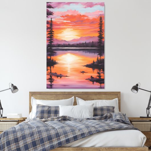 Blazing Tranquility Sunset Canvas Afdruk (Insitu (Slaapkamer))