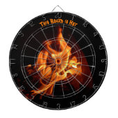 Blazing van hot Flames op zwart Dartbord (Voorkant)
