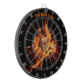 Blazing van hot Flames op zwart Dartbord (Voorkant Links)