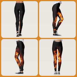 Blazing van hot Flames op zwart Leggings
