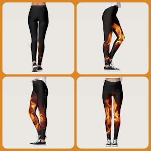 Blazing van hot Flames op zwart Leggings