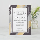 BLD Black-Gold-Silver BrushStrokes BarefootBride™ Kaart (Staand voorkant)