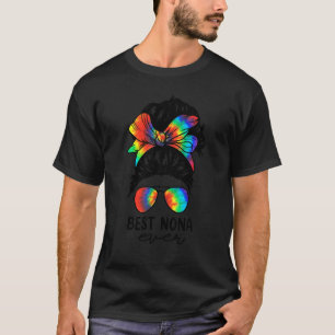 Bleach Best Nona Ever Tie Dye Messy Bun Hair Mothe T-shirt