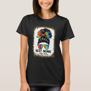 Bleach Best Nonni Ever Tie Dye Messy Bun Hair Moth T-shirt