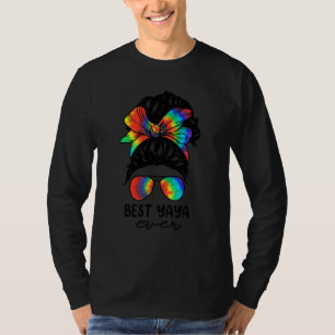 Bleach Best Yaya Ever Tie Dye Messy Bun Hair Mothe T-shirt