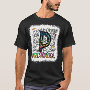 Bleach Leopard Tie Dye Preschool Typografie Teache T-shirt