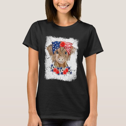 Bleached 4th Of July Long Haired Calf USA Patrioti T-shirt (Voorkant)